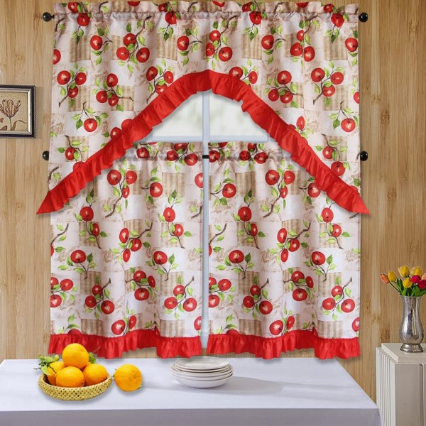 3PC WINDOW CURTAIN APPLE