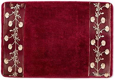 Popular Bath Vlegant Rosa Collection Bath Rug | Burgundy/Gold