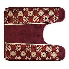 Popular Bath Vlegant Rosa Collection Contour Bath Rug | Burgundy/Gold