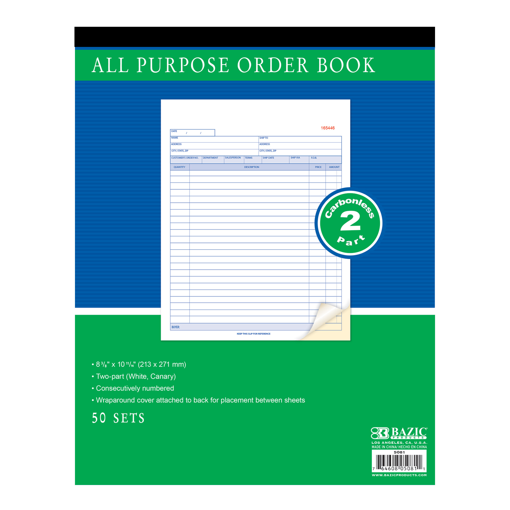 CARBONLESS ORDER BOOK 2PART