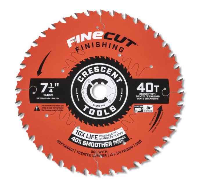 CRESCENT 7-1/4" x 40-Tooth Fine-Cut Finishing Circular Saw Blade