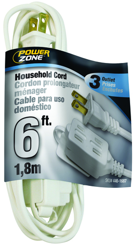 PowerZone Spt-2 Extension Cord, 16/2, 6 Ft