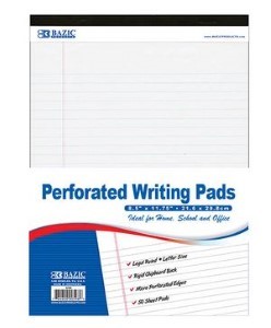 WHITE PERFORATED WRITING PAD