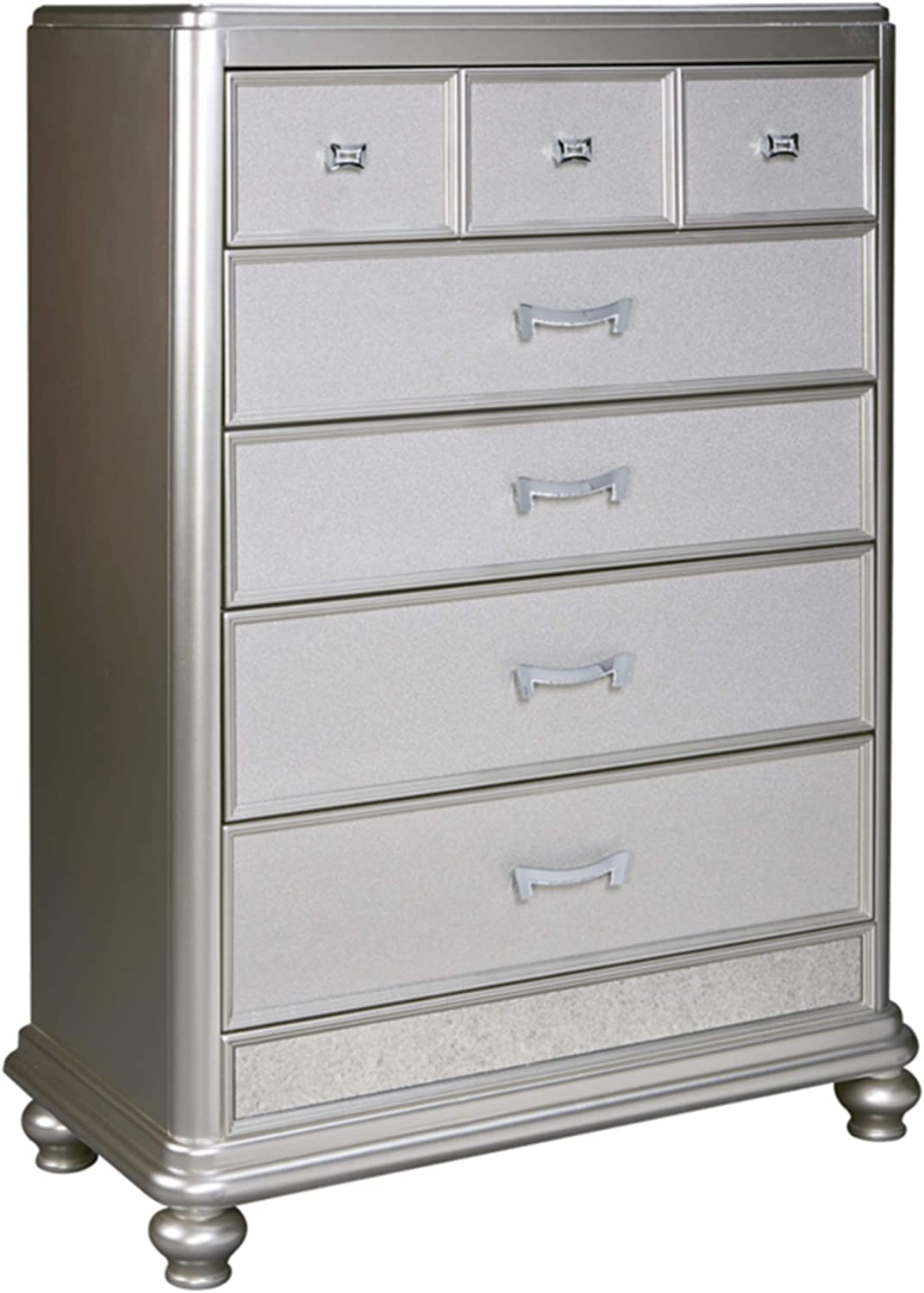 CORALAYNE CHEST 5DRAWER SILVER