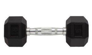 Weider Rubber Hex Dumbbell | Black and Chrome |  5 Lbs