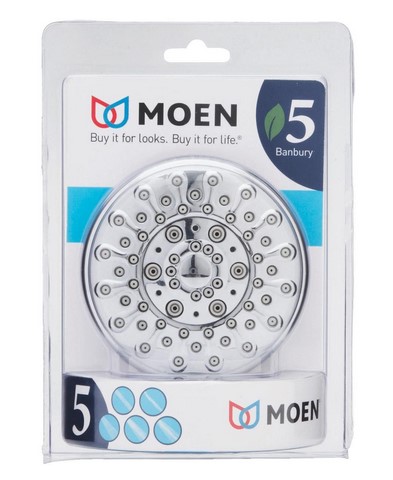 MOEN Banbury 5-Spray 1.75 Gpm Water Saver Fixed Showerhead, Chrome