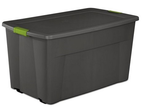 Sterilite 45gal Latching Storage Tote - Gray with Green Latch