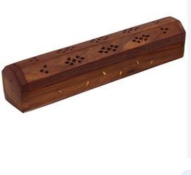 WOOD INCENSE BOX BURNER LEAVES