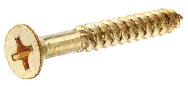 Brass Flat Head Phillips Wood Screws, #6 x 3/8"