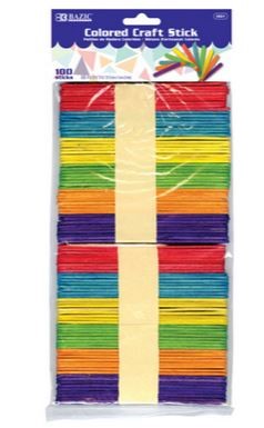 BAZIC COLORED CRAFT STICK 100PK