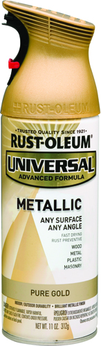 RUST-OLEUM UNIVERSAL 245221 Metallic Spray Paint, Metallic, Pure Gold, 11 oz