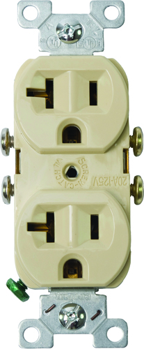 Eaton Wiring Devices 877V-BOX Duplex Receptacle, 20 A, 2-Pole, Ivory