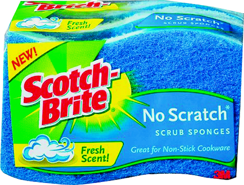 Scotch-Brite MP-3 Scrub Sponge, 4.4 in L, 0.8 in Thick, Cellulose, Blue