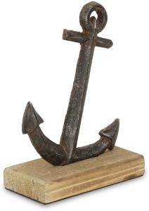 Cast Iron Anchor On Wood Base