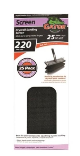 Gator 3300 Sanding Screen, Very Fine 220-Grit, 4.25 x 11.25 in, 25-Ct.