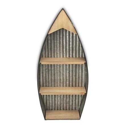 Metal Wall Boat W/Wood 3 Shelves