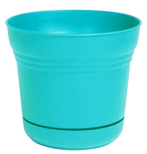 Bloem Saturn Planter with Saucer, Bermuda Teal 7in