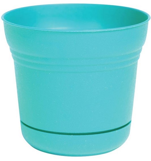 Bloem SP1426 Saturn Planter with Saucer, Bermuda Teal 14in