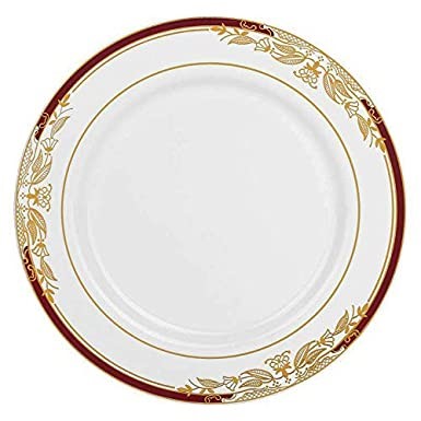 7.5"Wht/Gld Salad Rnd Plates 10P