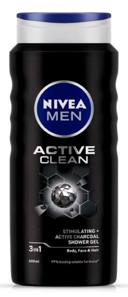 Nivea Men Active Clean Shower Gel, 500ml