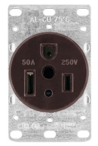 Eaton 1254-Box Power Receptacle 2 -Pole|250 V | 50A  | Brown