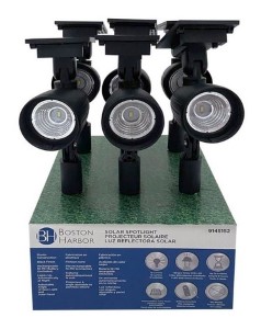 Boston Harbor 26078 Solar Spotlight; Black Plastic Fixture