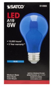 Satco s14985 LED Light Bulb | A19 | 8W | Blue Finish