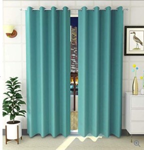 Silk Solid Grommet Window Curtain | Aqua | 6ft