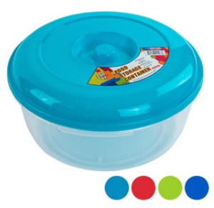 FOOD STORAGE CONTAINER |  4 COLOR LIDS/CLEAR BOTTOM | 250 OZ