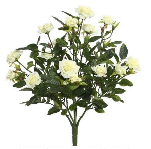 15" White Mini Diamond Rosa Bush