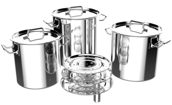 Stainless Steel Heavy Gauge Stock Pot Set With Steamer | 52Qt