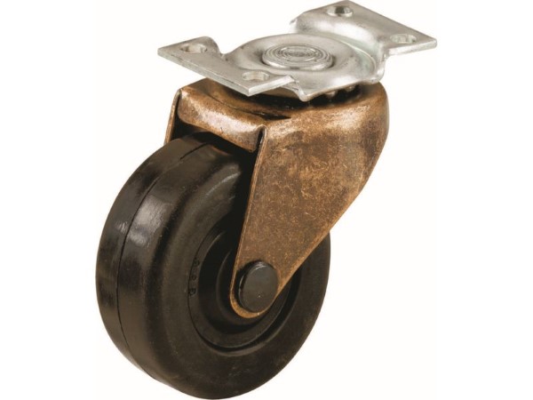 2-Inch Medium Duty Plate, Copper & Black Caster, 2-Pack