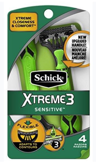 Schick Xtreme 3 Sensitive Skin Disposable Razors For Men, 4 Count