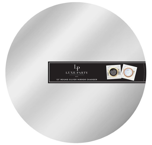 Luxe Party 13" Round Light Weight Mirror Charger Plate | Silver