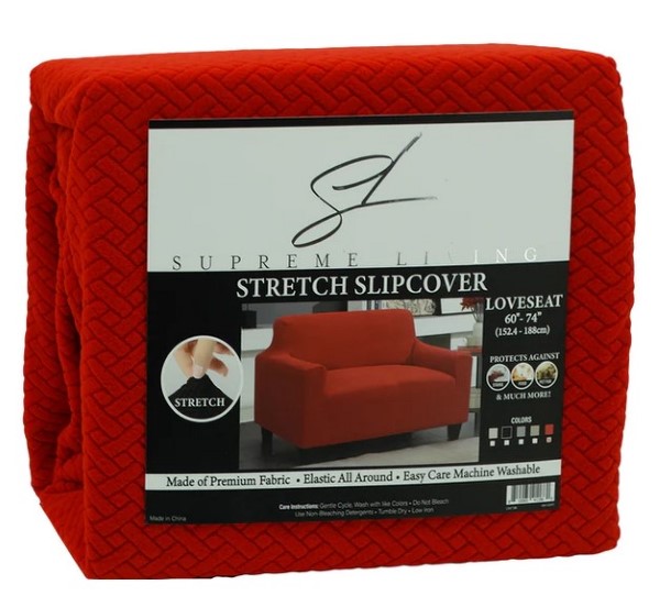 Supreme Living Loveseat Stretch Slipcover, Red