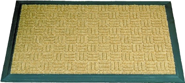 Simple Spaces Door Mat, 30 In L X 18 In W, Coconut Fiber, Green Trim