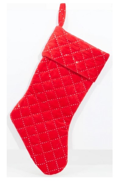 DELUXE VELET STOCKING WITH SEQUIN | RED