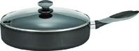 T-fal A7978274 Jumbo Fry Pan, 12 in Dia, Aluminum, Black